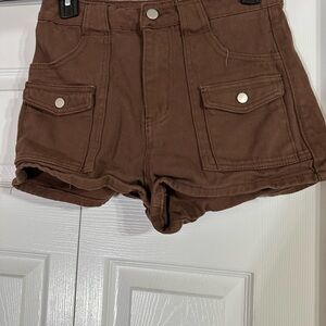 SHEIN High Waist Brown Women's Shorts